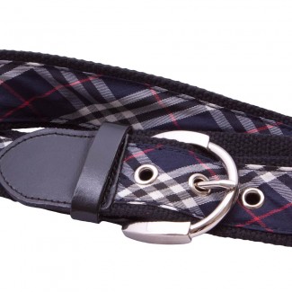 MR Black Webbing Belt with Plaid Ribbon