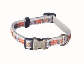 AC Tan Organic Cotton Dog Collar with Ribbon