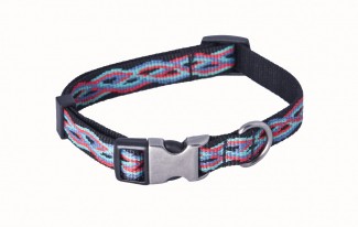 AC Black Jacquard Recycled Polyester Webbing Dog Collar