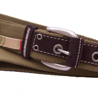Olive Webbing Belt with Suede Strip